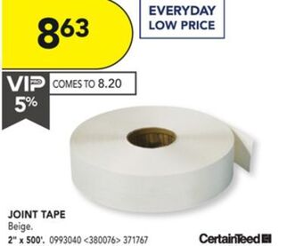 Lowe's Certainteed joint tape, 2" x 500' offer