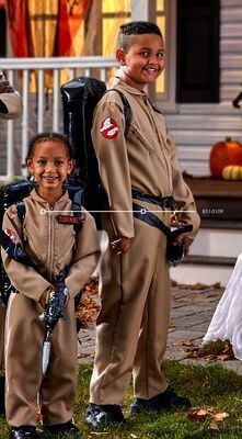 Party City Columbia kids pc ghostbusters halloween costume with backpack and name tag, assorted sizes offer