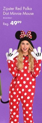 Party City Disney zipster red polka dot minnie mouse one piece adult costume offer