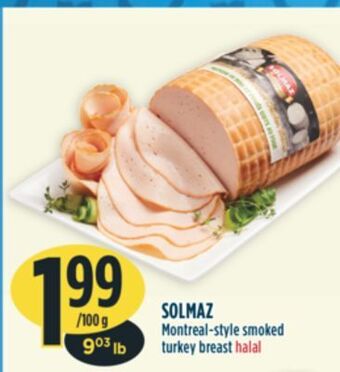 Marché Adonis Solmaz montreal-style smoked turkey breast halal offer