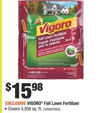 Home Depot Vigoro® fall lawn fertilizer offer