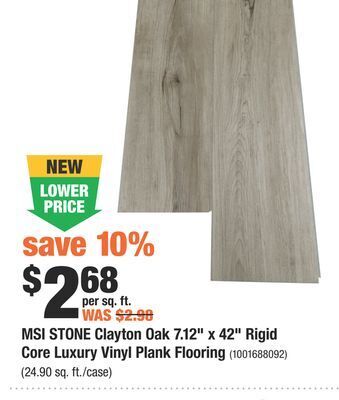 Home Depot Msi stone clayton oak 7.12" x 42" rigid core luxury vinyl plank flooring offer