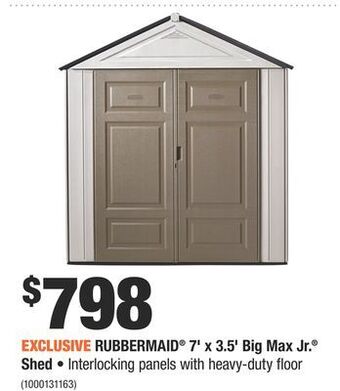 Home Depot Rubbermaid® 7' x 3.5' big max jr.® shed offer