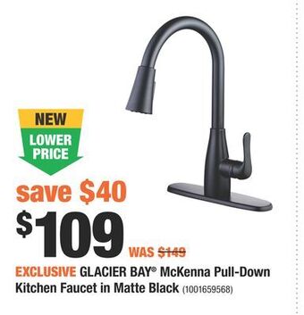 Home Depot Glacier bay® mckenna pull-down kitchen faucet in matte black offer