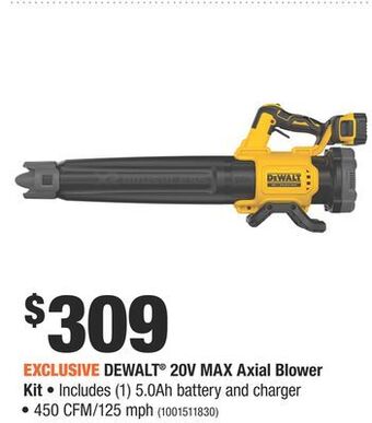 Home Depot Dewalt® 20v max axial blower kit offer
