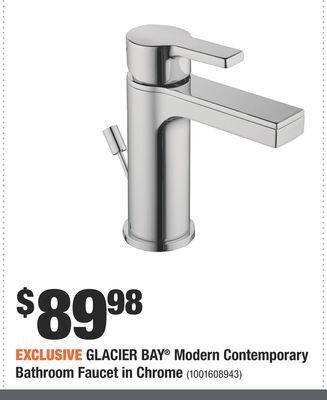 Home Depot Glacier bay® modern contemporary bathroom faucet in chrome offer