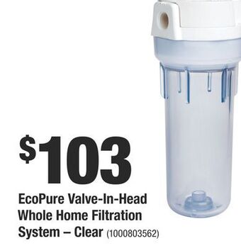 Home Depot Ecopure valve-in-head whole home filtration system – clear offer
