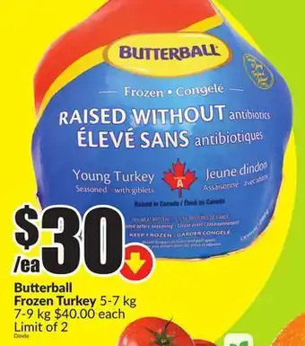 FreshCo Butterball frozen turkey 5-7 kg 7-9 kg offer