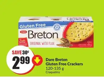 FreshCo Dare breton gluten free crackers 120-135 g offer