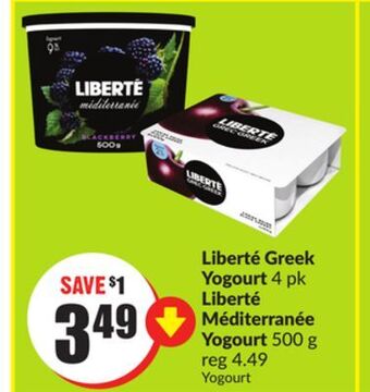 FreshCo Liberté greek yogourt 4 pk liberté méditerranée yogourt 500 g offer