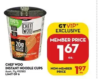 Giant Tiger Chef woo instant noodle cups offer
