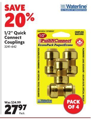 Home Hardware 1/2" quick connect couplings offer