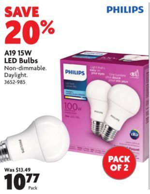 Home Hardware A19 15w led bulbs offer