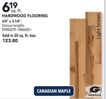 RONA Goodfellow hardwood flooring 3/4" x 3-1/4" offer