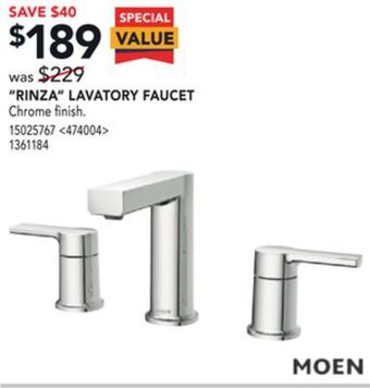 RONA Moen "rinza" lavatory faucet offer