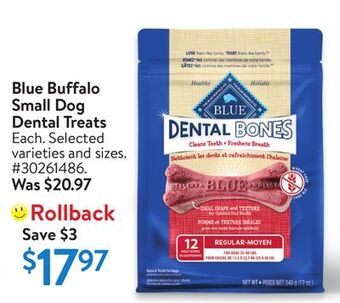 Walmart Blue buffalo small dog dental treats offer