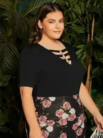 SheIn Shein fit+ plus ring front solid tee offer