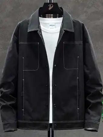 SheIn Men 1pc topstitching button up jacket offer