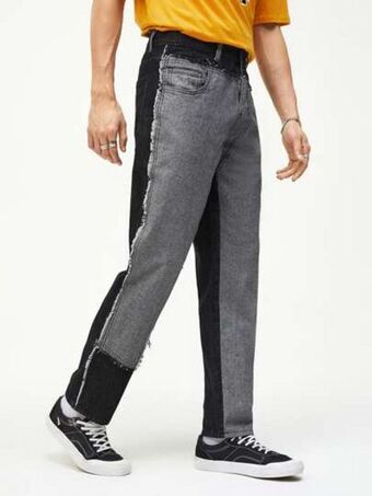 SheIn Shein men two tone raw trim straight leg jeans offer