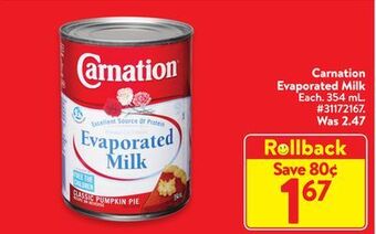 Walmart Carnation evaporated milk offer