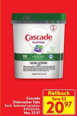 Walmart Cascade dishwasher tabs offer