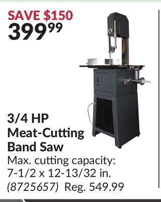 Princess Auto 3/4 hp meat-cutting band saw offer