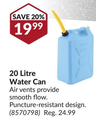 Princess Auto 20 litre water can offer