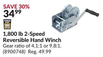 Princess Auto 1,800 lb 2-speed reversible hand winch offer