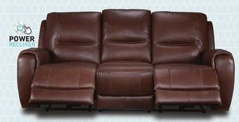 Leon's Leslie leather power reclining sofa - brown offer