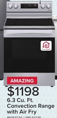 Leon's Lg stainless steel 6.3 cu ft. electric thinq® range with air fry and fan convection -lrel6323s offer