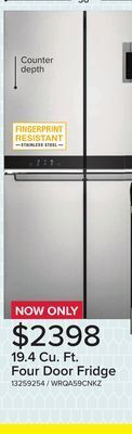 Leon's Whirlpool fingerprint resistant metallic steel french 4 door refrigerator (19.4 cu.ft.) - wrqa59cnkz offer