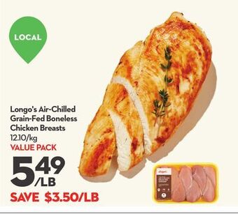 Longo's Longo's air-chilled grain-fed boneless chicken breasts offer