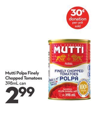 Longo's Mutti polpa finely chopped tomatoes offer