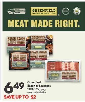 Longo's Greenfield bacon or sausages offer