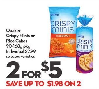 Longo's Quaker crispy minis or rice cakes offer