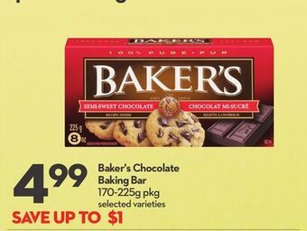 Longo's Baker's chocolate baking bar offer