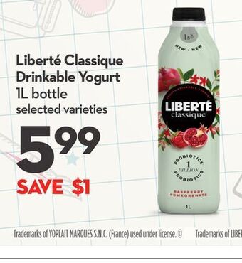 Longo's Liberté classique drinkable yogurt offer