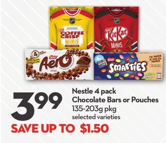 Longo's Nestle 4 pack chocolate bars or pouches offer