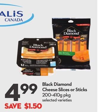 Longo's Black diamond cheese slices or sticks offer