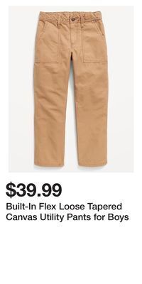 Old Navy Built-in flex loose tapered canvas utility pants for boys offer