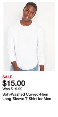 Old Navy Soft-washed curved-hem long-sleeve t-shirt for men offer