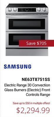 Canadian Appliance Source Samsung electric range 30 convection glass burners (electric) front controls range offer