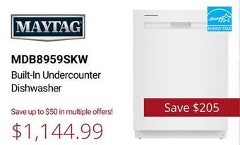 Canadian Appliance Source Maytag built-in undercounter dishwasher offer
