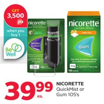 Rexall Nicorette quickmist or gum 105' s offer