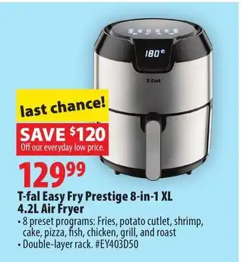 London Drugs T-fal easy fry prestige 8-in-1 xl 4.2l air fryer offer