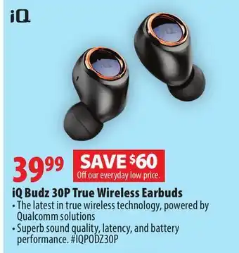 London Drugs Iq budz 30p true wireless earbuds offer