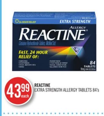 Shoppers Drug Mart Reactine extra strength allergy tablets offer