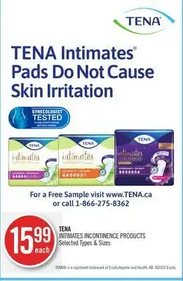 Shoppers Drug Mart Tena intimates incontinence products offer