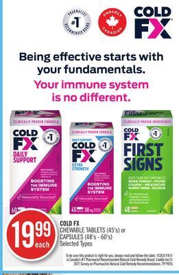 Shoppers Drug Mart Cold fx  chewable tablets (45's) or capsules (48's - 60's) offer