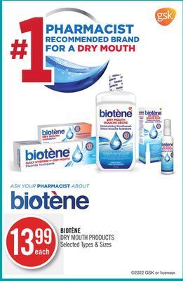 Shoppers Drug Mart Biotène dry mouth products offer